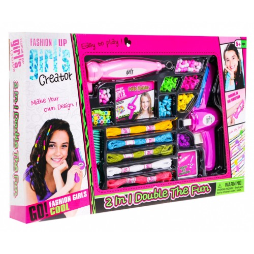 Súprava korálikov do vlasov a náramkov pre deti 5+ Strojčeky na navliekanie zapletanie + príslušenstvo