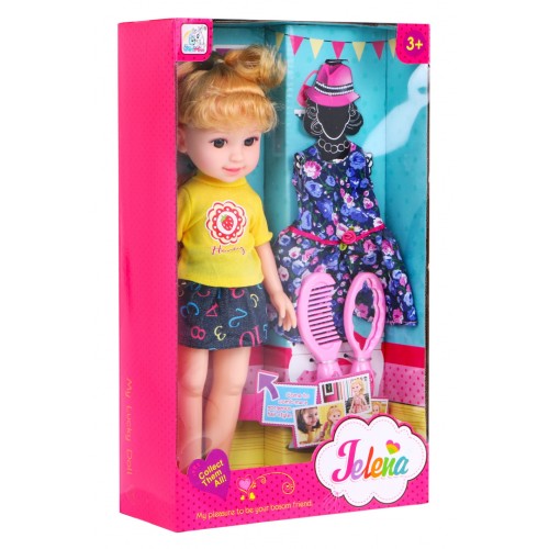 Veľká Bábika na stajlovanie pre deti 3+ blondínka + 2 Oblečenia + Hrebeň + Zrkadlo