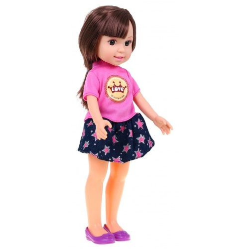 Veľká Bábika na stajlovanie pre deti 3+ brunetka + 2 Oblečenia + Hrebeň + Zrkadlo