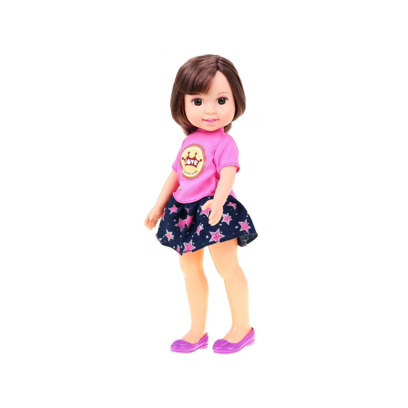 Veľká Bábika na stajlovanie pre deti 3+ brunetka + 2 Oblečenia + Hrebeň + Zrkadlo