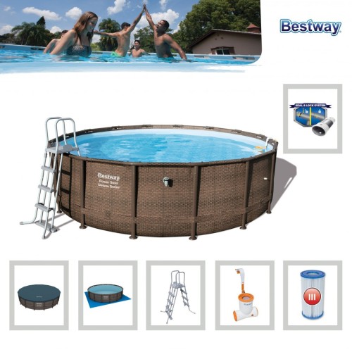 Bazén rámový 16FT 488x122 cm Power Steel Deluxe Rattan S