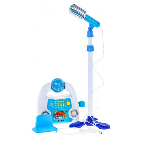 Multifunkčná sada Karaoke pre deti 5+ Mikrofón + Stojan + Zosilňovač Zvuky Svetlá