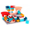 Stavebnicové kocky na dráhu pre guličky pre deti 3+ šmýkačky kopce lieviky + Základňa + Príslušenstvo 105 ks.