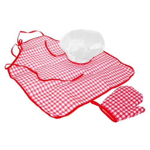 Červená sada malého Kuchára pre deti 3+ Odev kuchára + Hrnce + Príslušenstvo 14 ks.