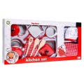Červená sada malého Kuchára pre deti 3+ Odev kuchára + Hrnce + Príslušenstvo 14 ks.