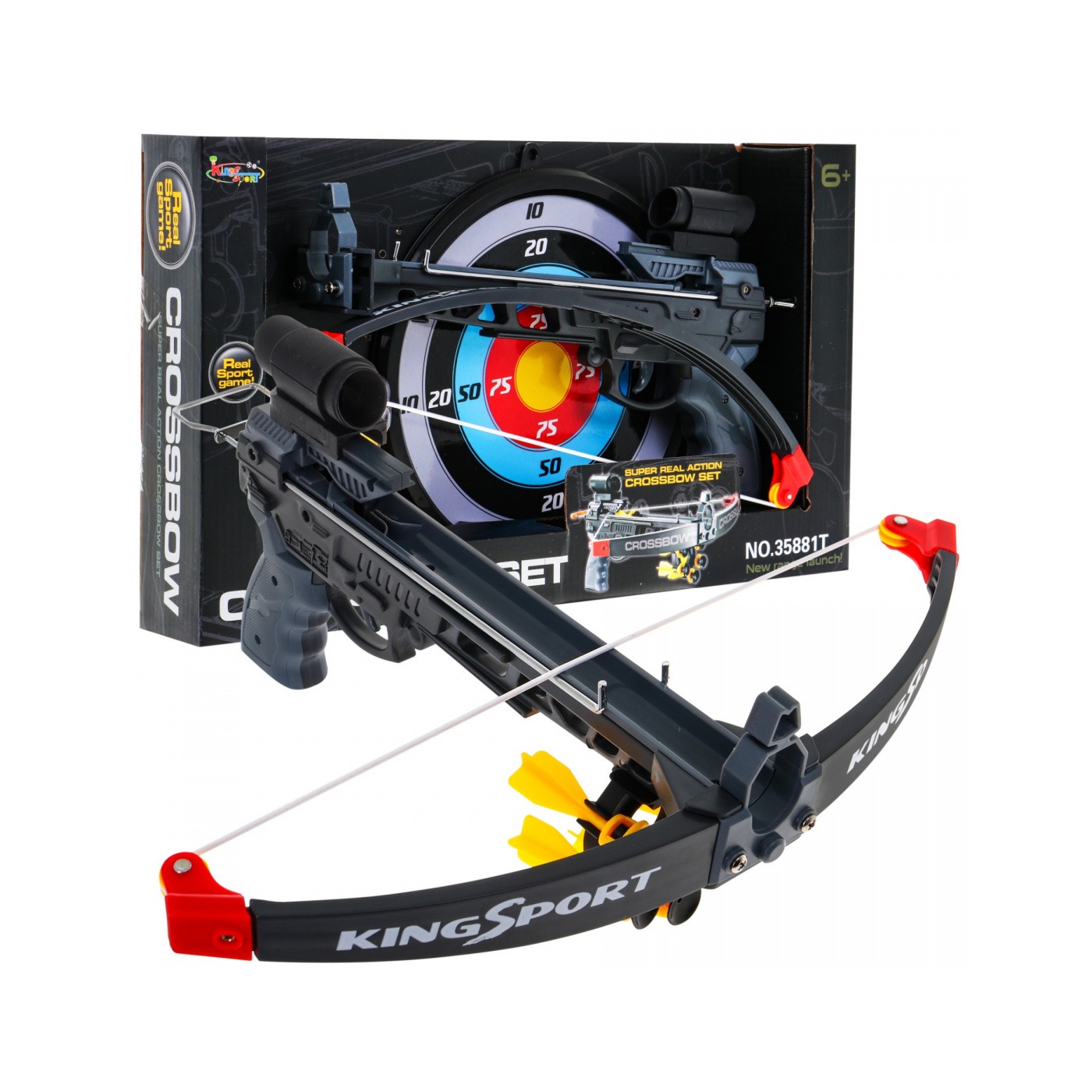 Kuše pre deti 6+ Športová sada 7 ks. + Terč + 5 šípov + Mieridlo