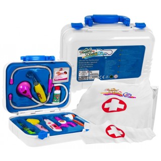 Lekárska sada pre deti 3+ Lekársky odev + Kufor + Interaktívne príslušenstvo 12 ks.