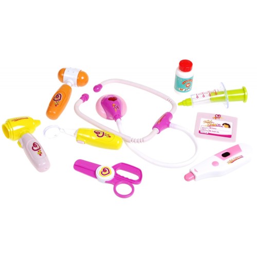 Lekárska sada pre deti 3+ Lekársky odev + Kufor + Interaktívne príslušenstvo 12 ks.