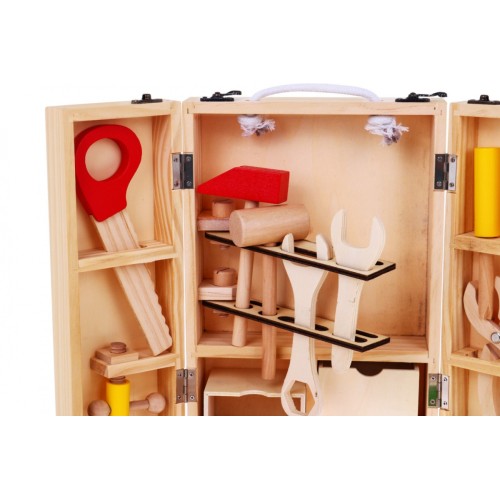 Majsterkova sada z Dreva pre deti 3+ Rozkladací kufor 37 ks. + Nástroje + Príslušenstvo
