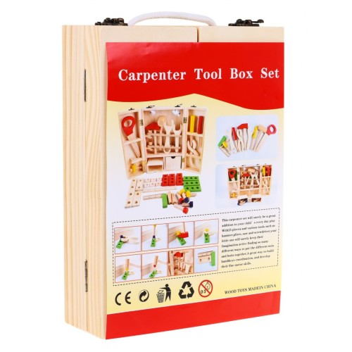 Majsterkova sada z Dreva pre deti 3+ Rozkladací kufor 37 ks. + Nástroje + Príslušenstvo