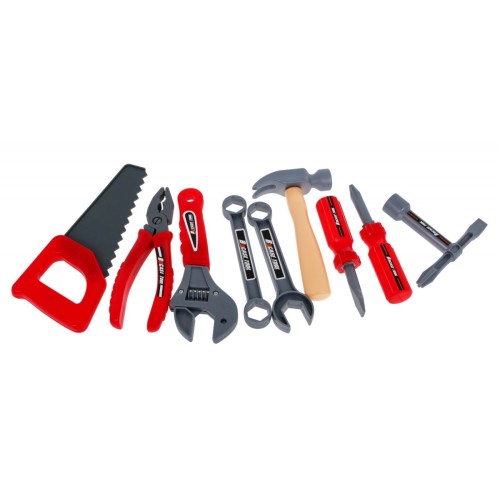 Sada majstra 3v1 pre deti 3+ Kufor s nástrojmi + Stolík Dielňa + Odev stavbyvedúceho 85 ks.