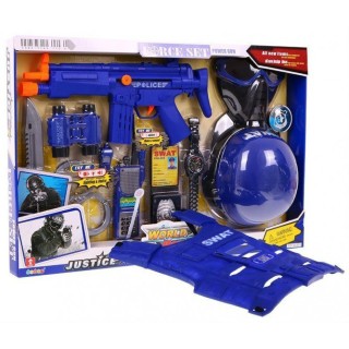 Sada Policajta pre deti 3+ Interaktívne efekty 11 ks. + Puška + Vesta + Odznak + Vysielačka