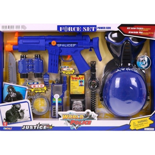 Sada Policajta pre deti 3+ Interaktívne efekty 11 ks. + Puška + Vesta + Odznak + Vysielačka