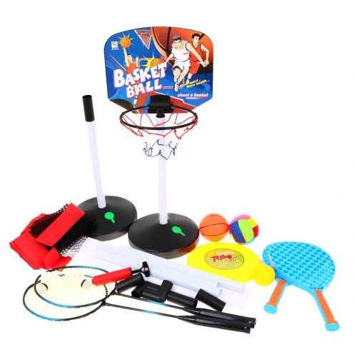 Športová sada 5v1, Basketbal, Volejbal, Badminton, lietajúci disk