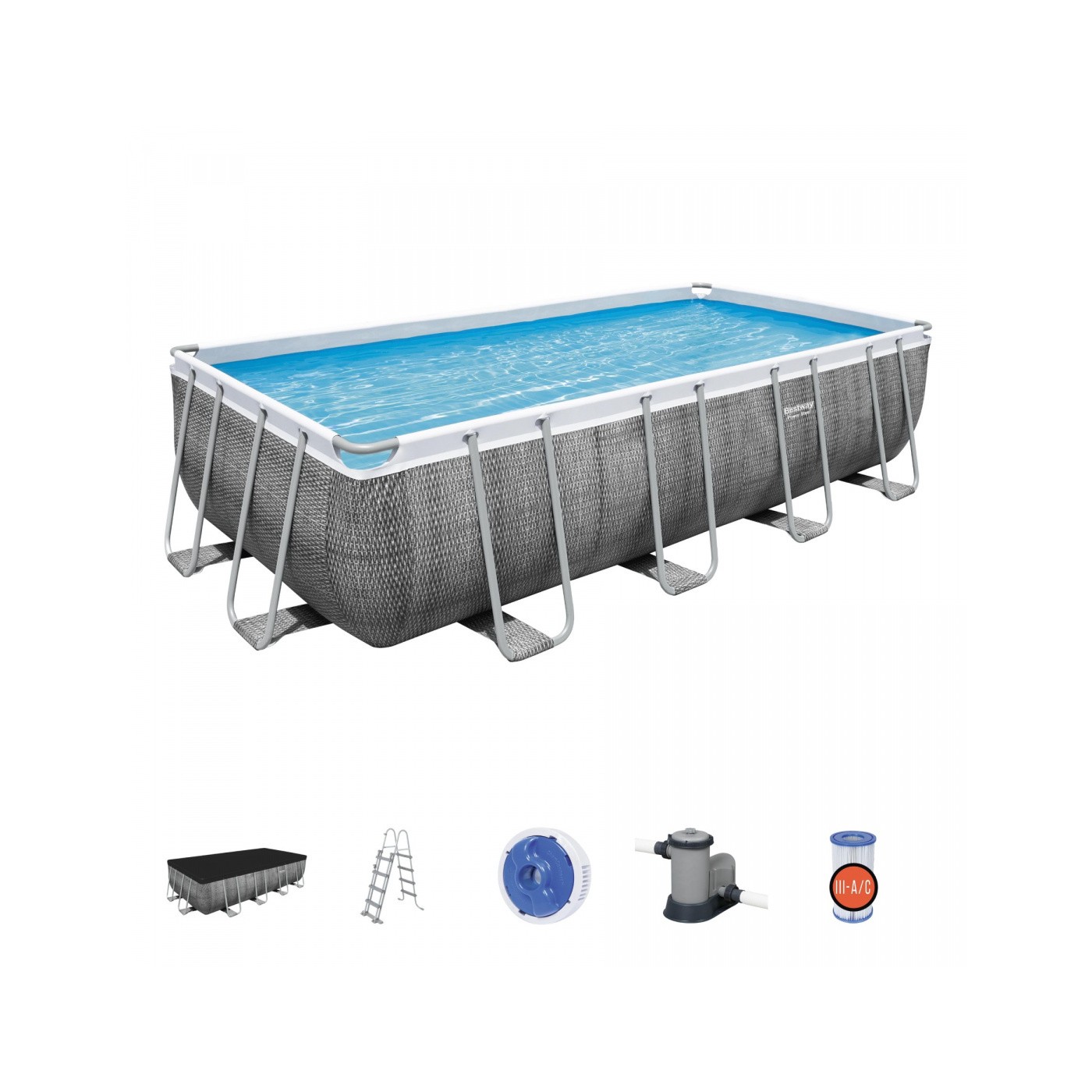 Bazén rámový Power Steel 549x274x122 Imitácia Rattanu 18x9FT BESTWAY 6w1