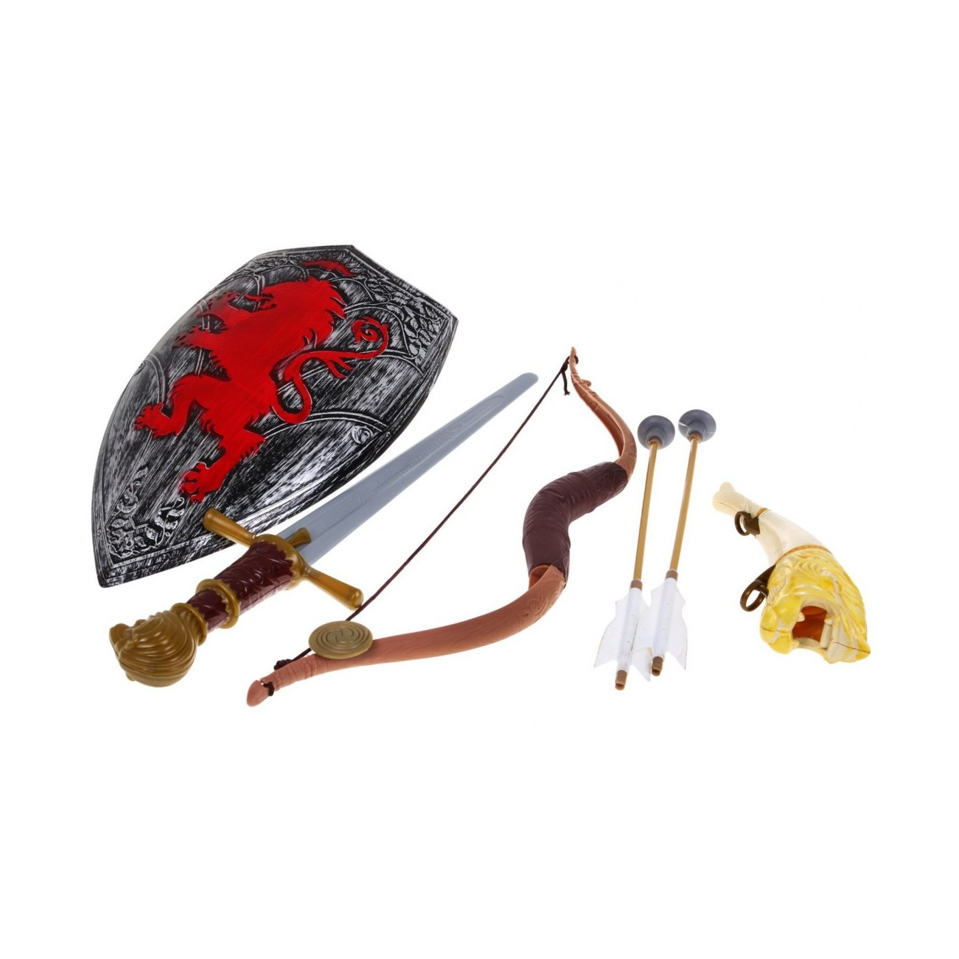 Sada Stredovekého Bojovníka, Luk, Štít, Meč, Roh