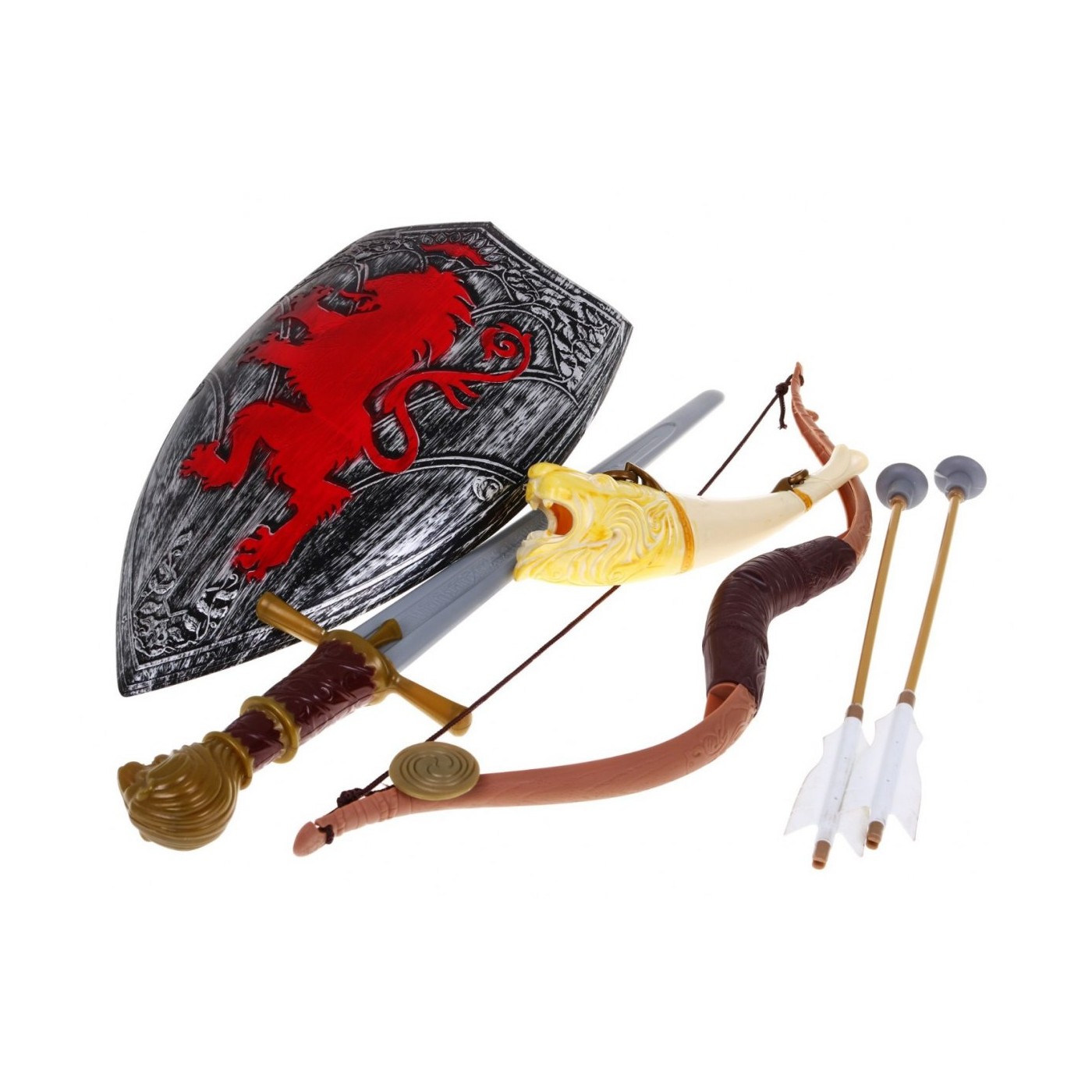 Sada Stredovekého Bojovníka, Luk, Štít, Meč, Roh