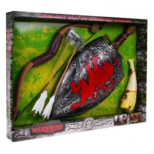 Sada Stredovekého Bojovníka, Luk, Štít, Meč, Roh