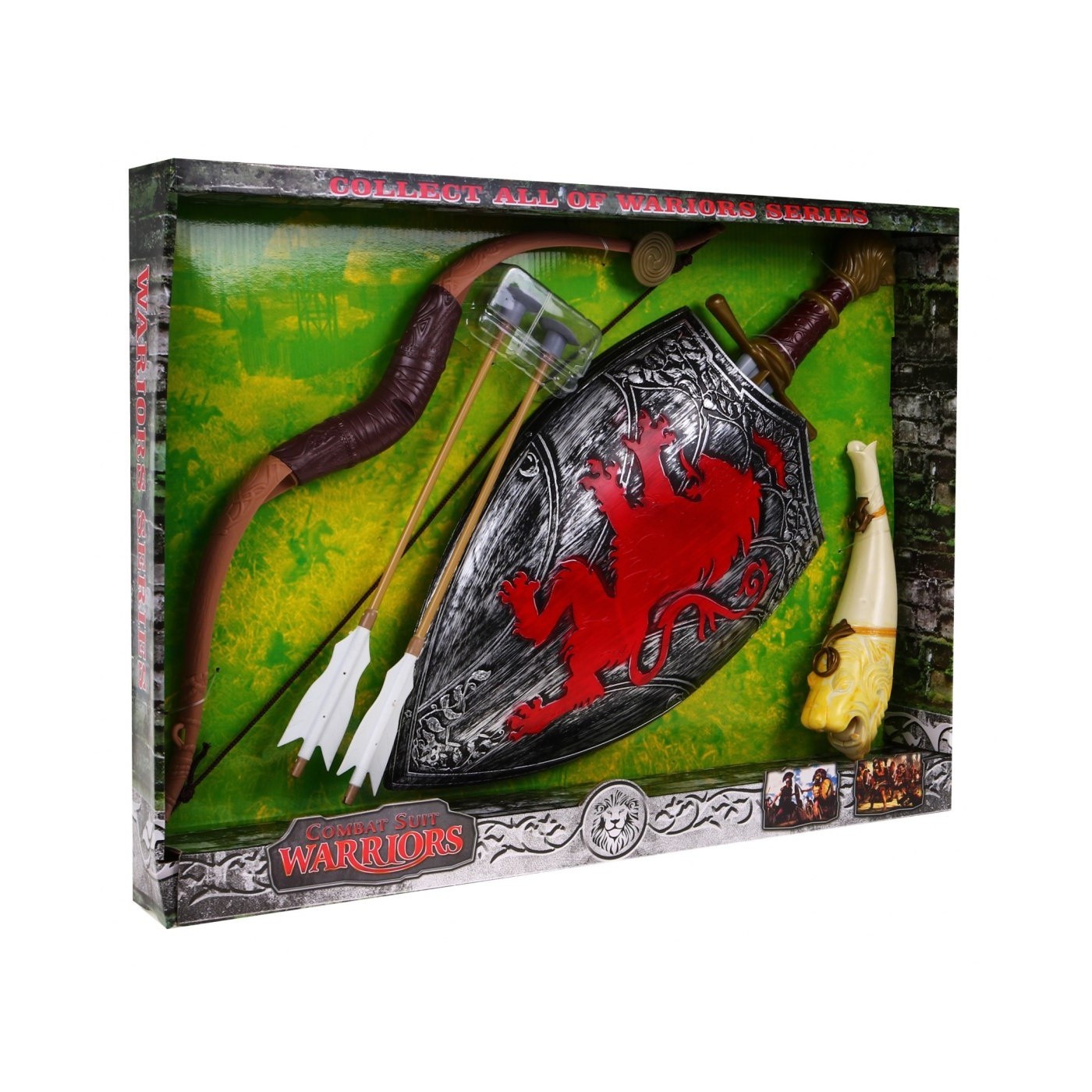 Sada Stredovekého Bojovníka, Luk, Štít, Meč, Roh