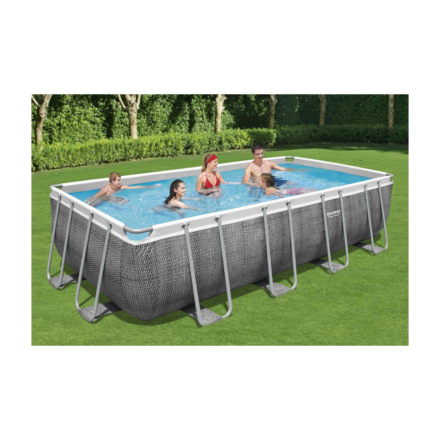 Bazén rámový Power Steel 549x274x122 Imitácia Rattanu 18x9FT BESTWAY 6w1