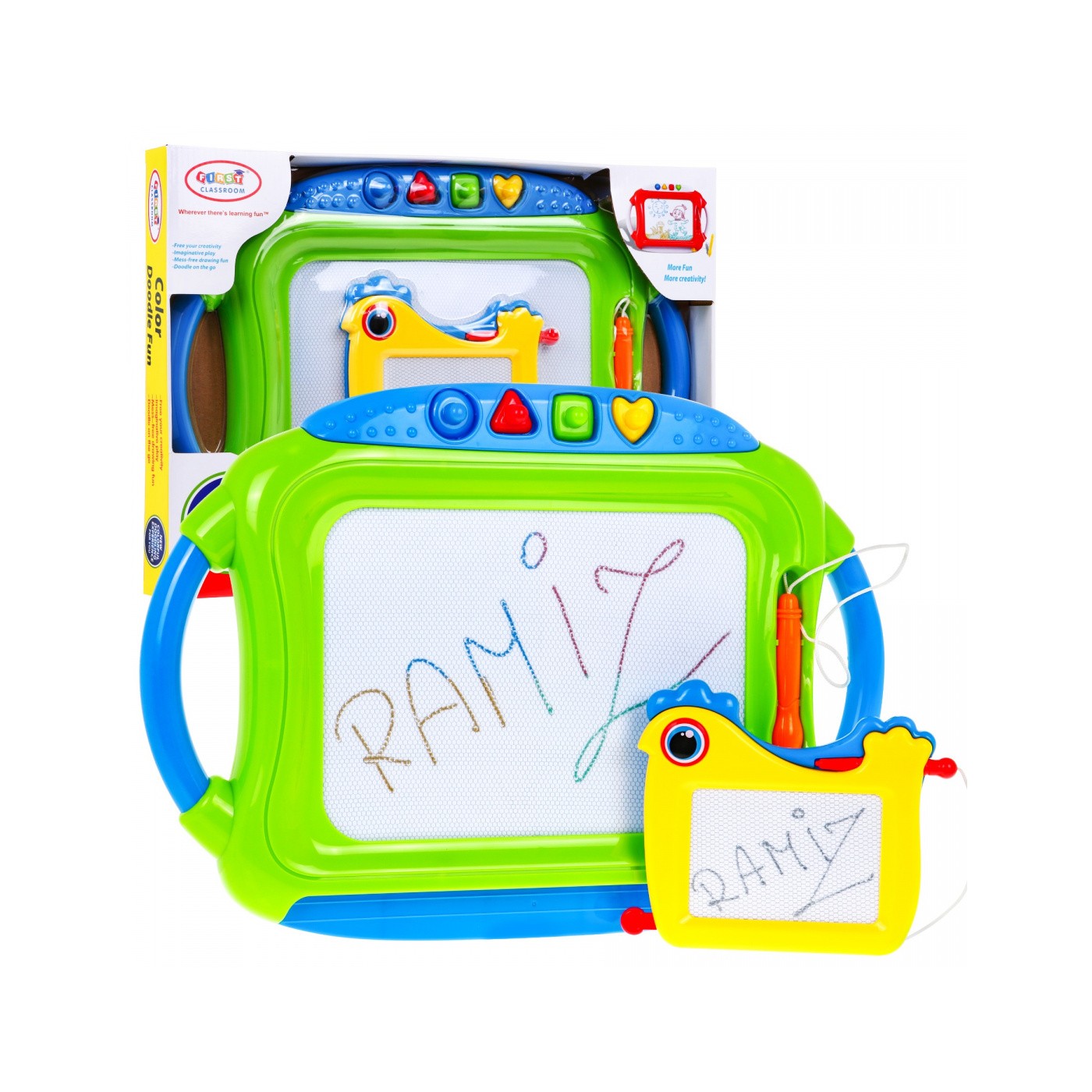 Sada 2 tabuliek na kreslenie pre deti 3+ Zmazateľné kresby + Kresliče + 4 Pečiatky