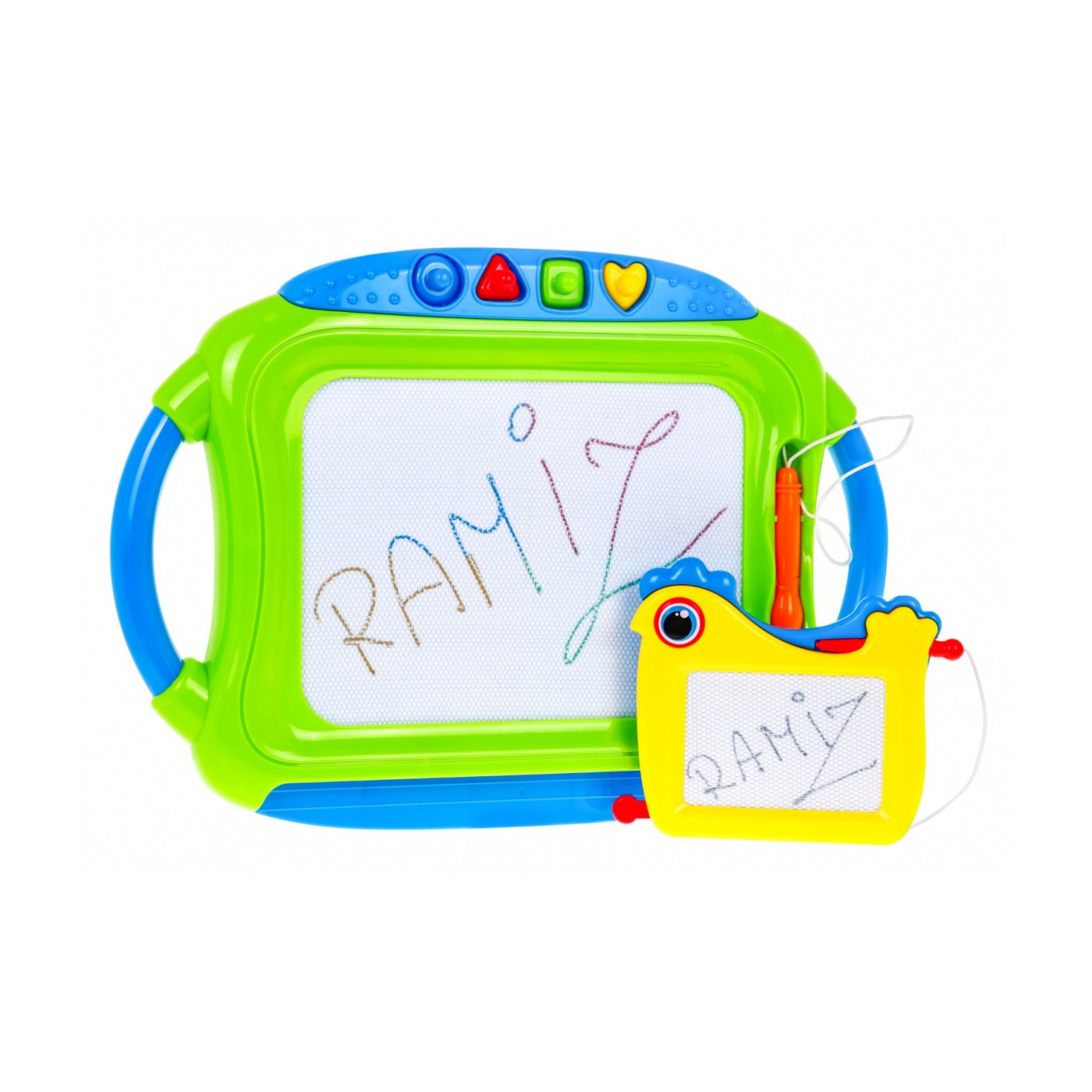 Sada 2 tabuliek na kreslenie pre deti 3+ Zmazateľné kresby + Kresliče + 4 Pečiatky