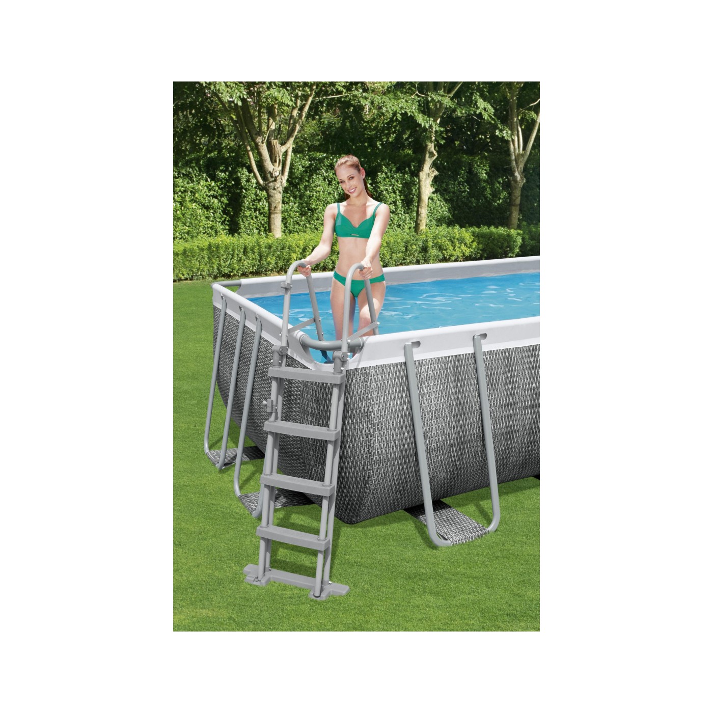 Bazén rámový Power Steel 549x274x122 Imitácia Rattanu 18x9FT BESTWAY 6w1