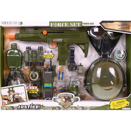 Sada Vojaka pre deti 3+ Interaktívne efekty 15 ks. + Prilba + Vesta + Puška + Vysielačka