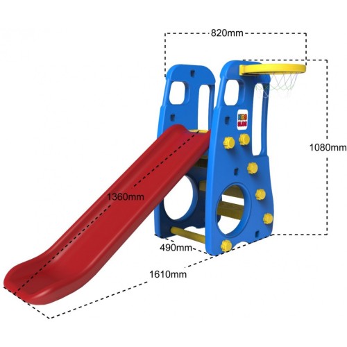 Záhradná šmykľavka 3v1 Hojdačka Basketbal pre deti Modrá