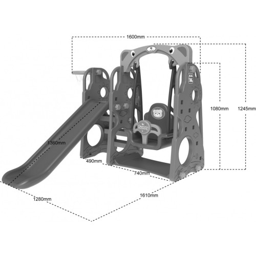 Záhradná šmykľavka 3v1 Hojdačka Basketbal pre deti Zelená