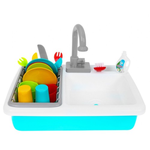 Drez na umývanie riadu pre deti 3+ batéria s vodou + Sušiak + Riad Príbor