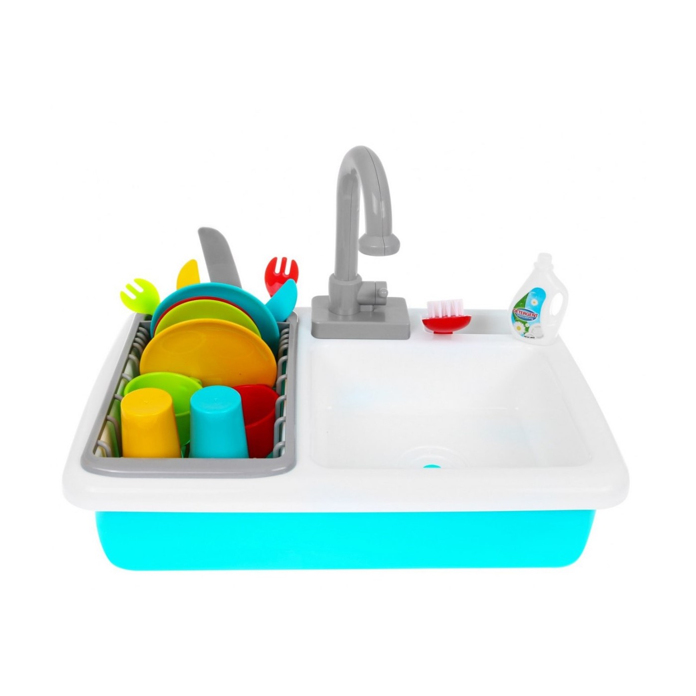 Drez na umývanie riadu pre deti 3+ batéria s vodou + Sušiak + Riad Príbor