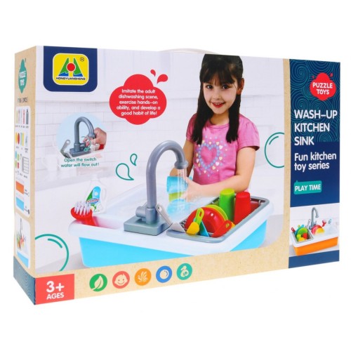 Drez na umývanie riadu pre deti 3+ batéria s vodou + Sušiak + Riad Príbor