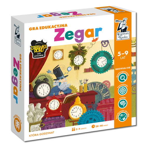 Edukačná hra "Hodiny" pre deti 5-9 rokov + Učenie počítania času a častí dňa + Stolová hra pre 2-4 osoby