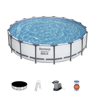Bazén rámový Steel Pro MAX 549x122 Sivý 18FT BESTWAY 5w1 + Čerpadlo + Kryt + Rebrík