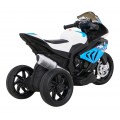 Motorka BMW HP4 na batériu pre deti Modrý + 3 kolesá + LED + MP3 USB + Ekokoža
