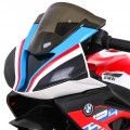 Motorka BMW HP4 na batériu pre deti Červený + 3 kolesá + LED + MP3 USB + Ekokoža