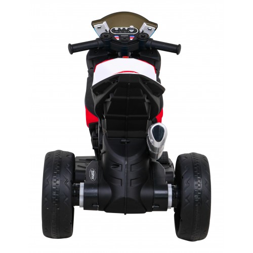 Motorka BMW HP4 na batériu pre deti Červený + 3 kolesá + LED + MP3 USB + Ekokoža