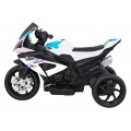 Motorka BMW HP4 na batériu pre deti Biely + 3 kolesá + LED + MP3 USB + Ekokoža