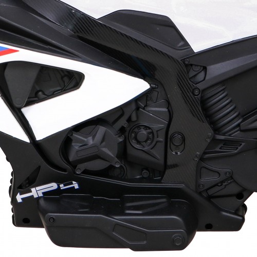 Motorka BMW HP4 na batériu pre deti Biely + 3 kolesá + LED + MP3 USB + Ekokoža