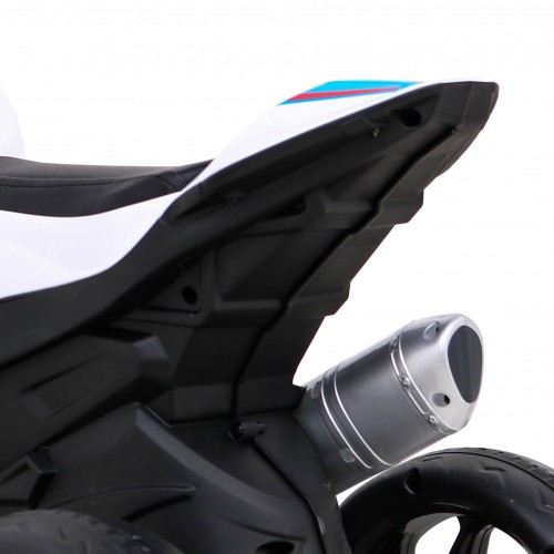 Motorka BMW HP4 na batériu pre deti Biely + 3 kolesá + LED + MP3 USB + Ekokoža