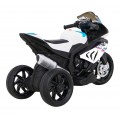 Motorka BMW HP4 na batériu pre deti Biely + 3 kolesá + LED + MP3 USB + Ekokoža