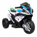 Motorka BMW HP4 na batériu pre deti Biely + 3 kolesá + LED + MP3 USB + Ekokoža