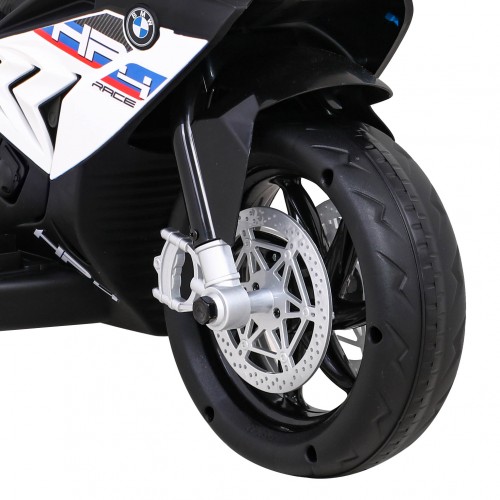 Motorka BMW HP4 na batériu pre deti Biely + 3 kolesá + LED + MP3 USB + Ekokoža