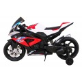 Motorka BMW HP4 na batériu pre deti Červený + Pomocné kolieska + Pomalý štart + EVA + MP3 LED