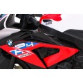 Motorka BMW HP4 na batériu pre deti Červený + Pomocné kolieska + Pomalý štart + EVA + MP3 LED