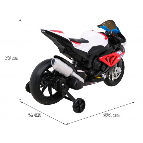 Motorka BMW HP4 na batériu pre deti Červený + Pomocné kolieska + Pomalý štart + EVA + MP3 LED