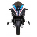 Motorka BMW HP4 na batériu pre deti Biely + Pomocné kolieska + Pomalý štart + EVA + MP3 LED