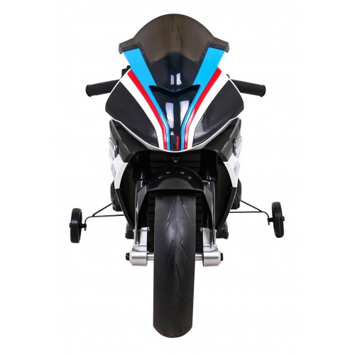 Motorka BMW HP4 na batériu pre deti Biely + Pomocné kolieska + Pomalý štart + EVA + MP3 LED