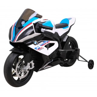 Motorka BMW HP4 na batériu pre deti Biely + Pomocné kolieska + Pomalý štart + EVA + MP3 LED